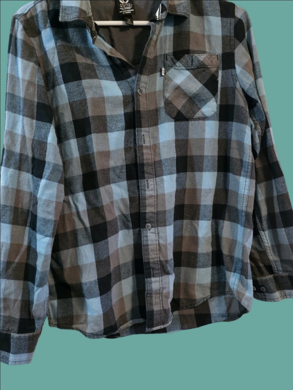 4/$67 Deal! Shaun White Blue and Black Plaid Button-Down Shirt